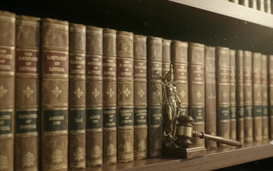 A shelf of bound law reports