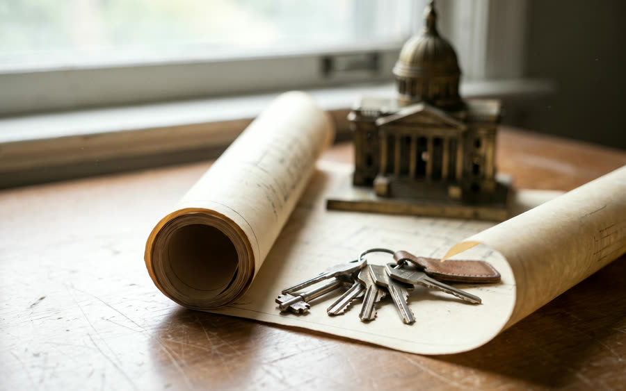 House keys on a site plan